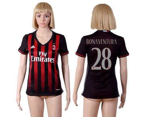Women's AC Milan #28 Bonaventura Home Soccer Club Jersey