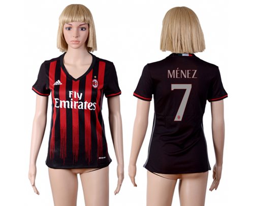 Women's AC Milan #7 Menez Home Soccer Club Jersey
