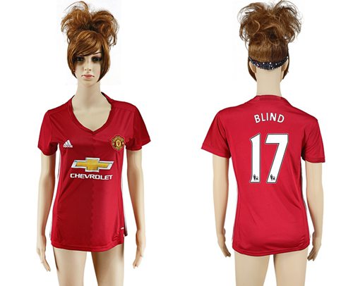 Women's Manchester United #17 Blind Red Home Soccer Club Jersey