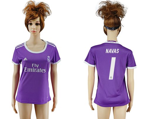 Women's Real Madrid #1 Navas Away Soccer Club Jersey
