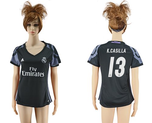 Women's Real Madrid #13 K.Casilla Sec Away Soccer Club Jersey