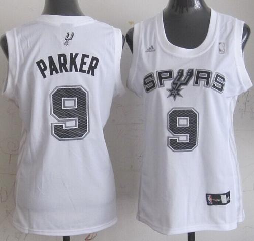 Spurs #9 Tony Parker White Women's Fashion Stitched NBA Jersey