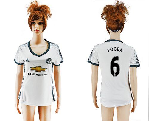 Women's Manchester United #6 Pogba Sec Away Soccer Club Jersey