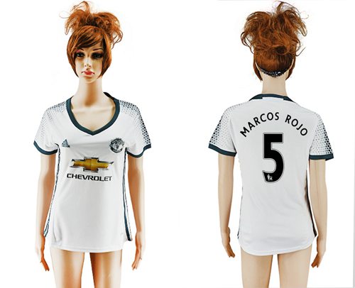 Women's Manchester United #5 Marcos Rojo Sec Away Soccer Club Jersey
