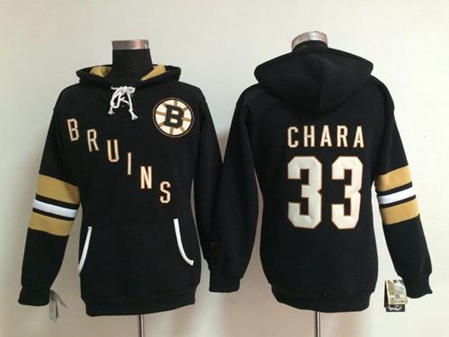Boston Bruins #33 Zdeno Chara Black Women's Old Time Heidi NHL Hoodie