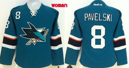 Sharks #8 Joe Pavelski Teal Women's Home Stitched NHL Jersey