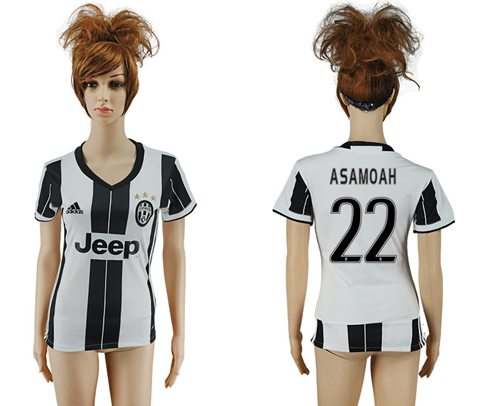 Women's Juventus #22 Asamoah Home Soccer Club Jersey
