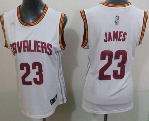 Cavaliers #23 LeBron James White Women's Home Stitched NBA Jersey