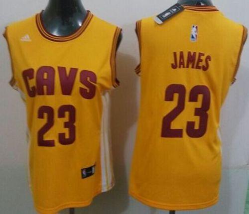 Cavaliers #23 LeBron James Gold Women's Alternate Stitched NBA Jersey