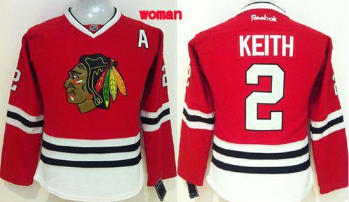 Blackhawks #2 Duncan Keith Red Home Women's Stitched NHL Jersey