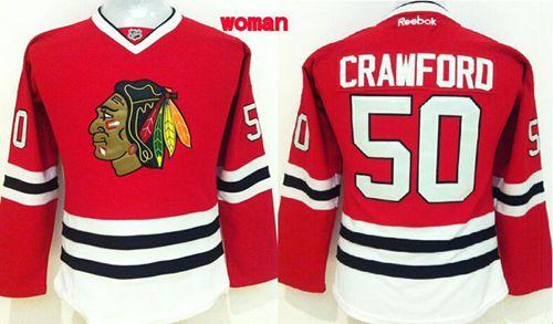 Blackhawks #50 Corey Crawford Red Home Women's Stitched NHL Jersey
