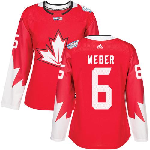 Team Canada #6 Shea Weber Red 2016 World Cup Women's Stitched NHL Jersey