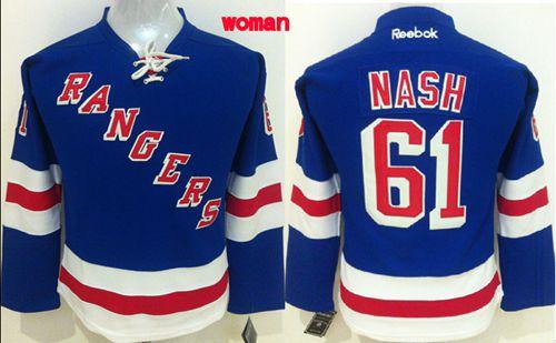 Rangers #61 Rick Nash Blue Home Women's Stitched NHL Jersey
