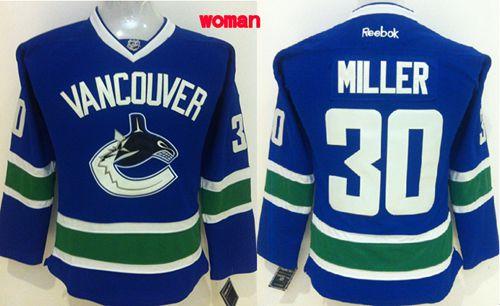 Canucks #30 Ryan Miller Blue Home Women's Stitched NHL Jersey