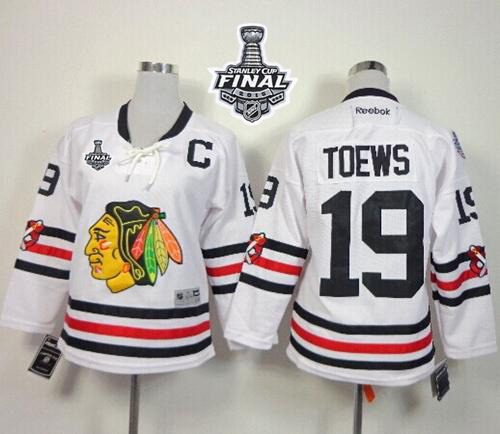 Blackhawks #19 Jonathan Toews White 2015 Winter Classic Women's 2015 Stanley Cup Stitched NHL Jersey