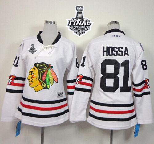Blackhawks #81 Marian Hossa White 2015 Winter Classic Women's 2015 Stanley Cup Stitched NHL Jersey