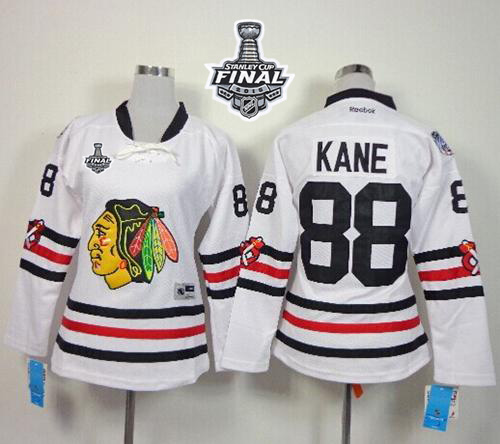 Blackhawks #88 Patrick Kane White 2015 Winter Classic Women's 2015 Stanley Cup Stitched NHL Jersey