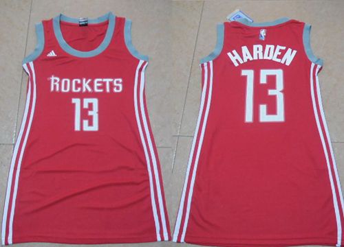 Rockets #13 James Harden Red Women's Dress Stitched NBA Jersey