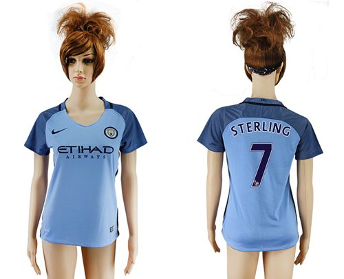 Women's Manchester City #7 Sterling Home Soccer Club Jersey