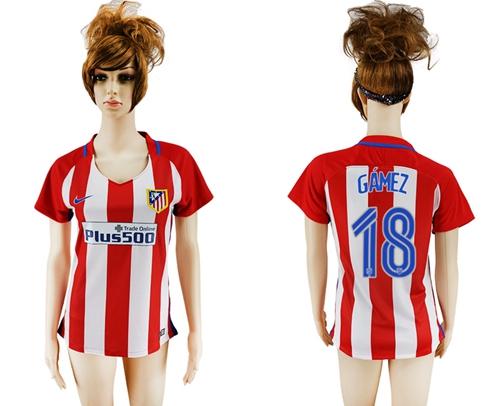 Women's Atletico Madrid #18 Gamez Home Soccer Club Jersey
