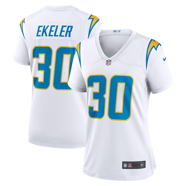 Women's Los Angeles Chargers #30 Austin Ekeler White Stitched Game Jersey(Run Small)