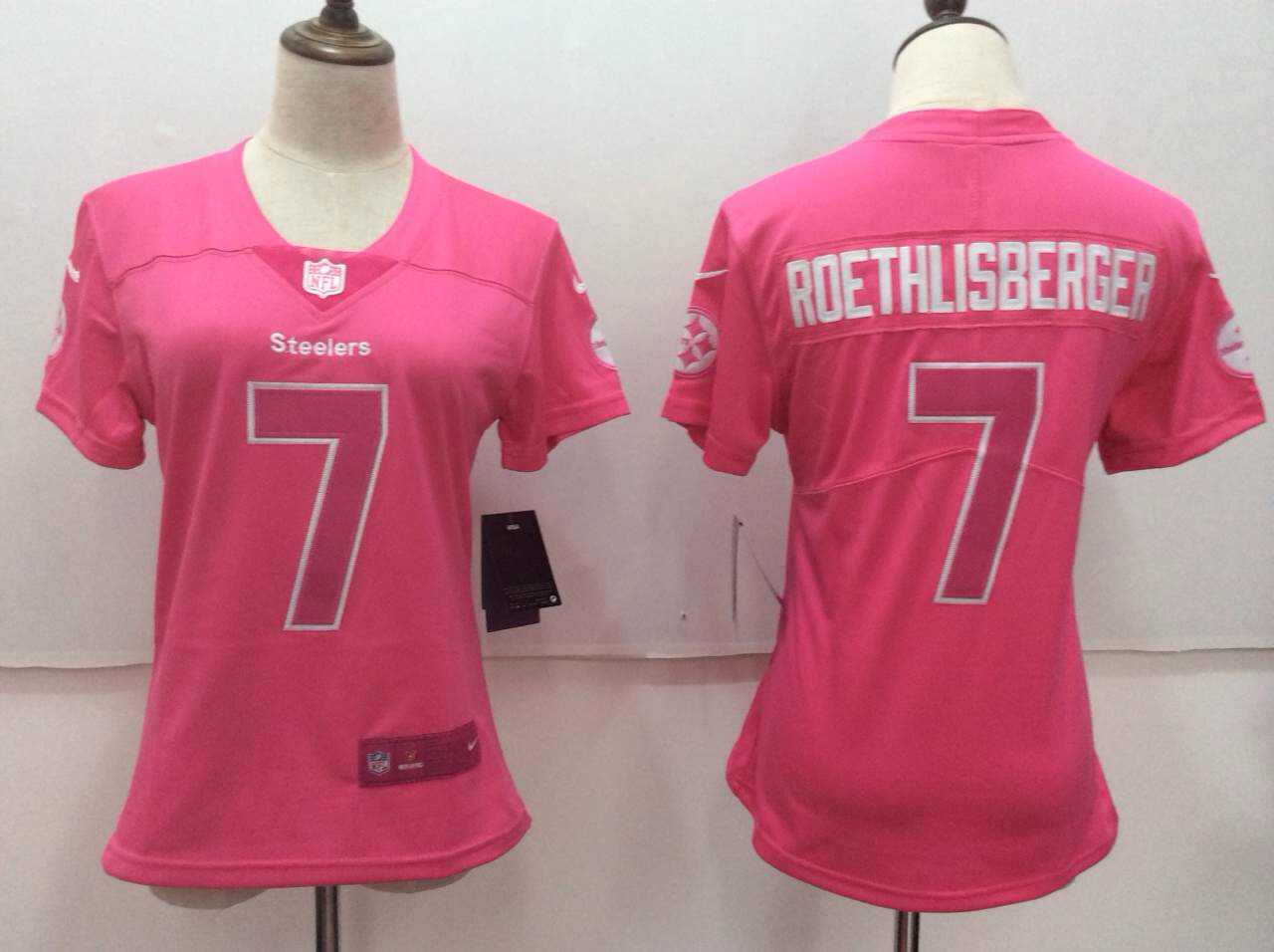 Women's Nike Pittsburgh Steelers #7 Ben Roethlisberger Pink Limited Rush Fashion Stitched NFL Jersey