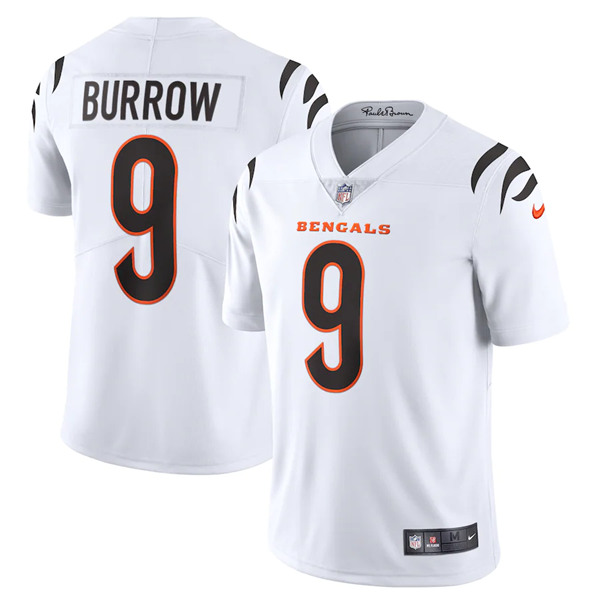 Women's Cincinnati Bengals #9 Joe Burrow 2021 White Vapor Limited Stitched NFL Jersey (Run Smaller)
