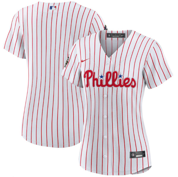 Women's Philadelphia Phillies Blank White 2022 World Series Flex Base Stitched Baseball Jersey(Run Small)