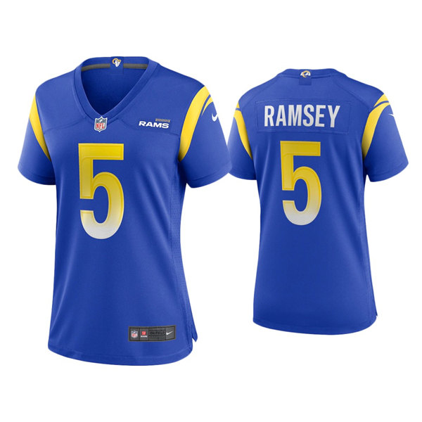 Women's Los Angeles Rams #5 Jalen Ramsey Royal Vapor Untouchable Limited Stitched Jersey(Run Small)