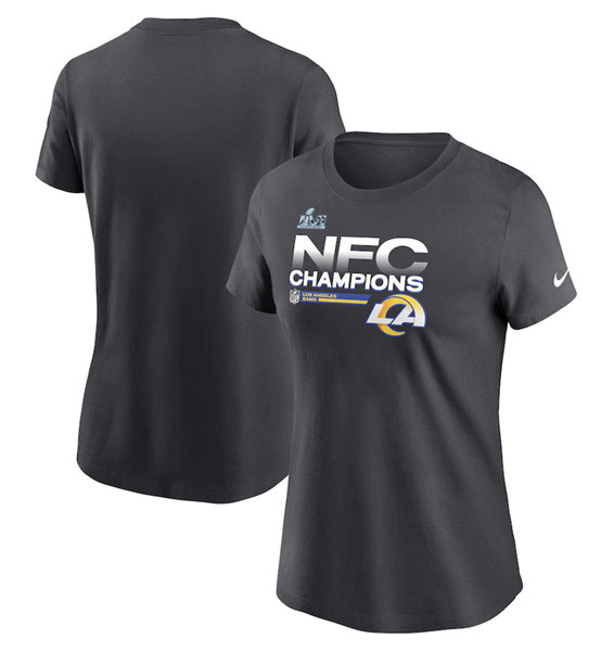 Women's Los Angeles Rams 2022 NFC Black Champions T-Shirt (Run Small)