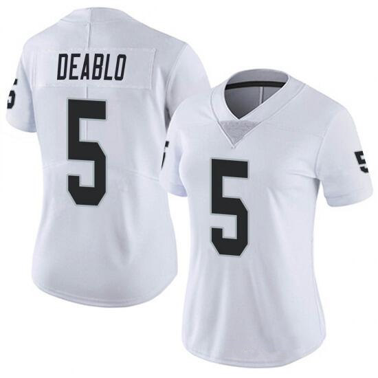Women's Oakland Raiders#5 Divine Deablo White Vapor Untouchable Limited Stitched Jersey(Run Small)