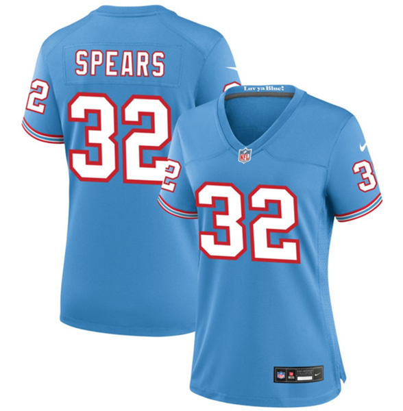 Women's Tennessee Titans #32 Tyjae Spears Blue Throwback Football Stitched Jersey(Run Small)
