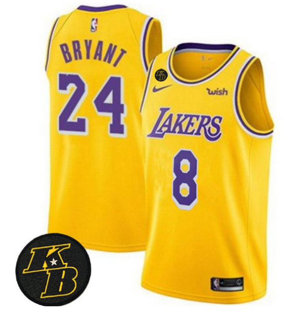 Women Los Angeles Lakers Front #8 Back #24 Kobe Bryant Gold Stitched NBA Jersey