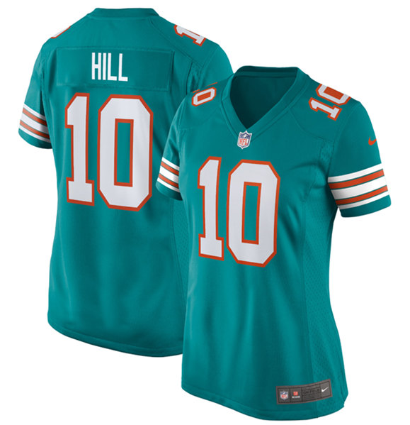 Women's Miami Dolphins #10 Tyreek Hill Aqua Color Rush Stitched Jersey(Run Small)