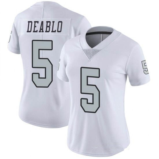 Women's Oakland Raiders#5 Divine Deablo White Color Rush Stitched Jersey(Run Small)