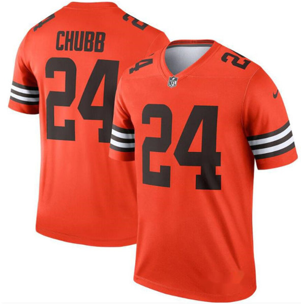 Women's Cleveland Browns #24 Nick Chubb Orange Inverted Legend Jersey Jersey(Run Small)