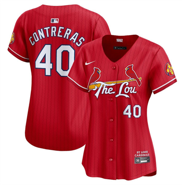 Women's St.Louis Cardinals #40 Willson Contreras Red 2024 City Connect Limited Stitched Baseball Jersey(Run Small)