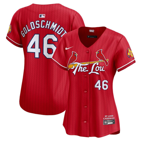 Women's St.Louis Cardinals #46 Paul Goldschmidt Red 2024 City Connect Limited Stitched Baseball Jersey(Run Small)