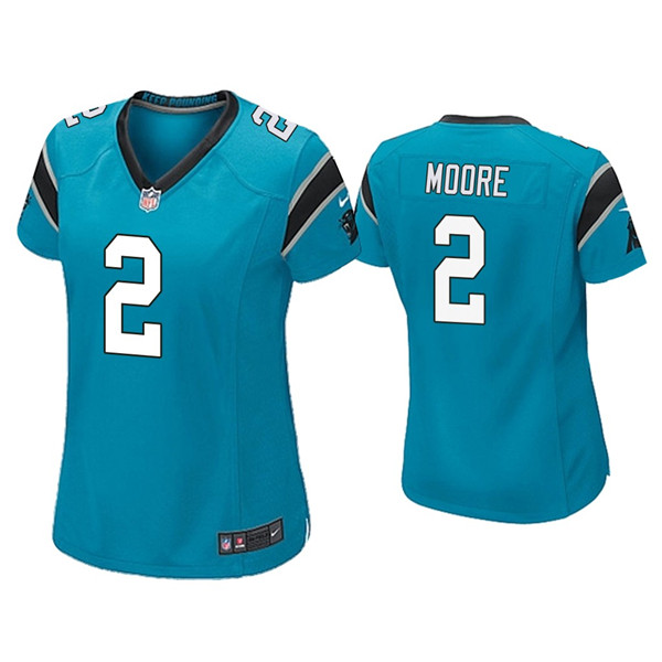 Women's Carolina Panthers #2 D.J Moore Blue Vapor Untouchable Limited Stitched Jersey(Run Small)