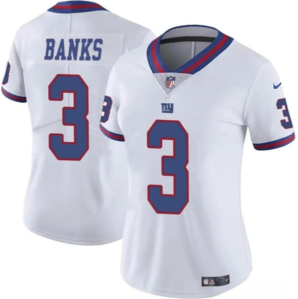 Women's New York Giants #3 Deonte Banks Red Vapor Stitched Jersey(Run Small)