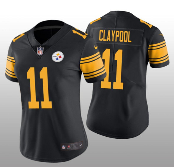 Women's Pittsburgh Steelers #11 Chase Claypool Black Color Rush Stitched Jersey(Run Small)