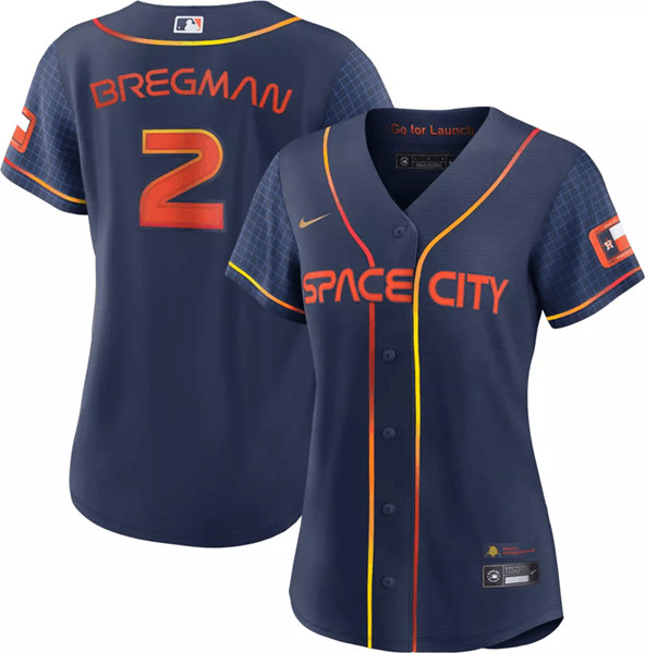 Women's Houston Astros #2 Alex Bregman 2022 Navy City Connect Cool Base Stitched Baseball Jersey(Run Small)