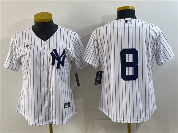 Women's New York Yankees #8 Yogi Berra White Stitched Baseball Jersey(Run Small)