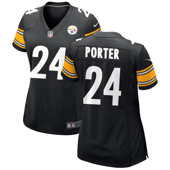Women's Pittsburgh Steelers #24 Joey Porter Jr. Black Stitched Game Jersey(Run Small)