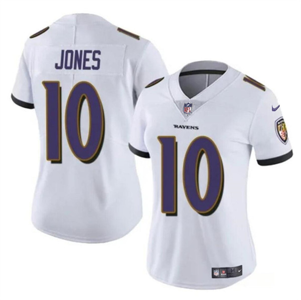 Women's Baltimore Ravens #10 Emory Jones White Vapor Football Jersey(Run Small)