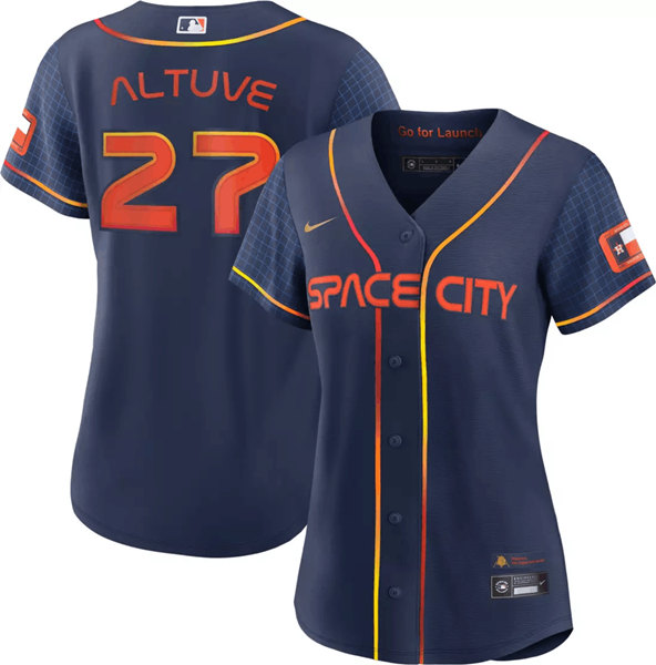 Women's Houston Astros #27 Jose Altuve 2022 Navy City Connect Cool Base Stitched Baseball Jersey(Run Small)