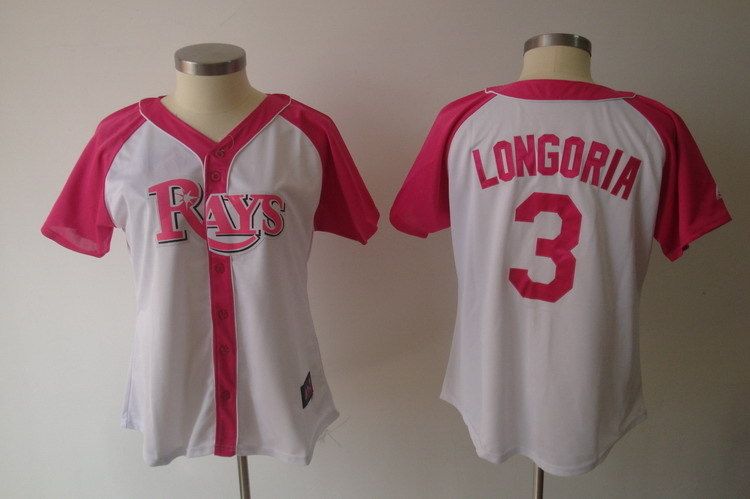 Women's Tampa Bay Rays #3 Evan Longoria Pink Splash Fashion Stitched MLB Jersey