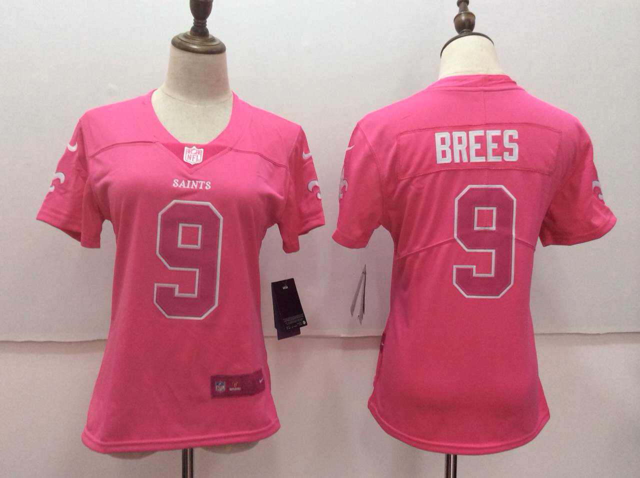 Women's Nike New Orleans Saints #9 Drew Brees Pink Limited Rush Fashion Stitched NFL Jersey