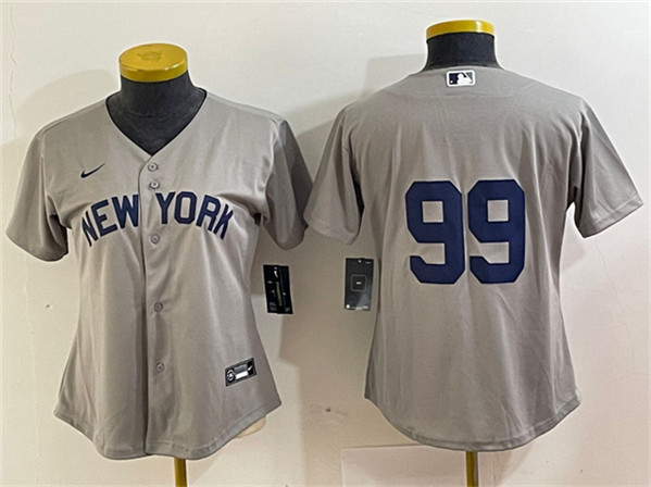 Women's New York Yankees #99 Aaron Judge Gray Cool Base Stitched Jersey(Run Small)