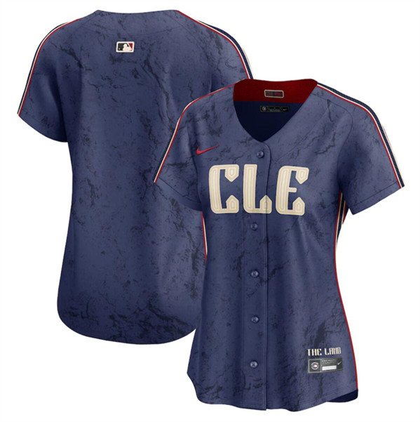 Women's Cleveland Guardians Blank Navy 2024 City Connect Stitched Baseball Jersey(Run Small)